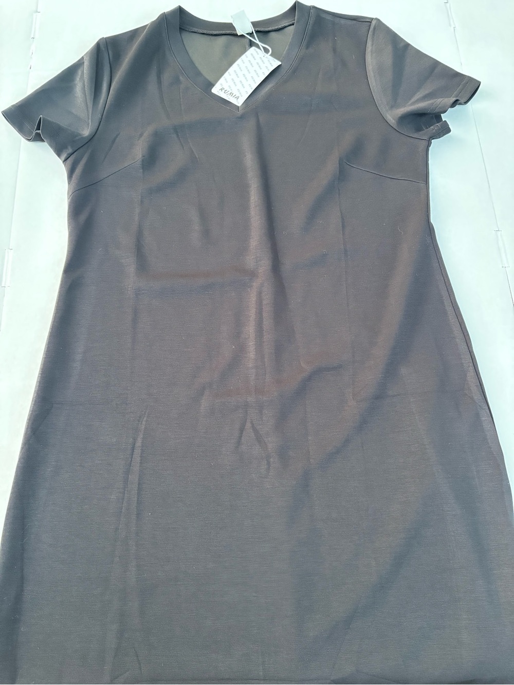 Womens Medium Summer Dress V Neck A Line Flowy Knee Length Beach Dress Black